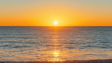 Golden Sunset Over Calm Ocean Waters