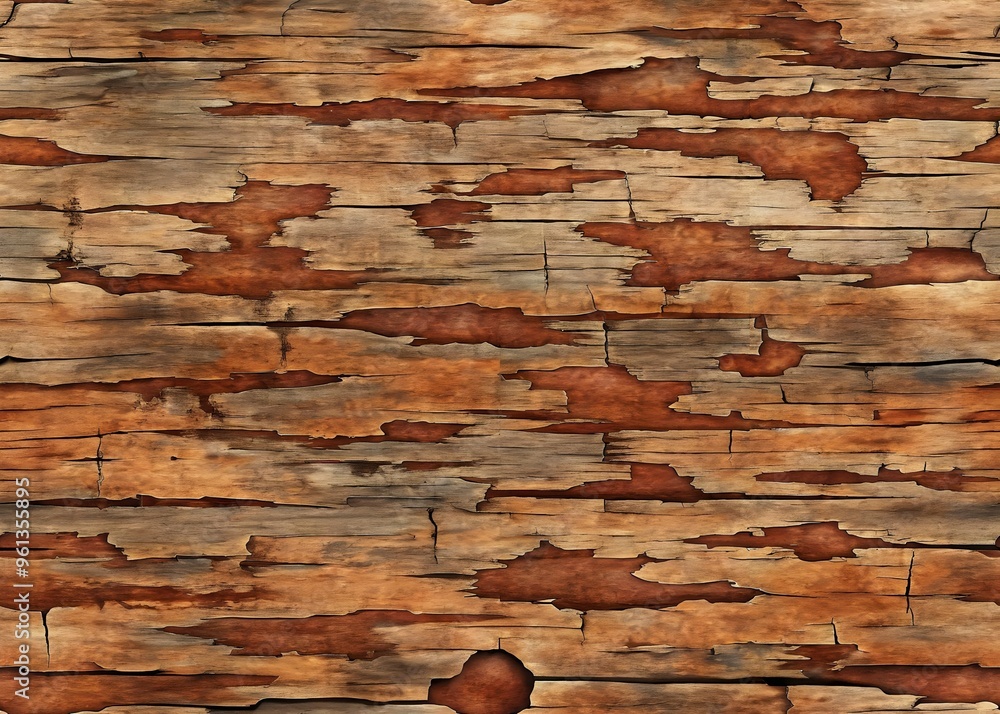 Poster rustic weathered wood textured background with deep cracks flaking patterns