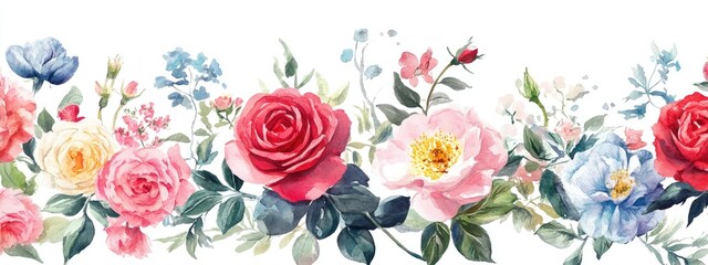 Stunning Watercolor Floral Arrangement Featuring Roses and Peonies for Home Decor