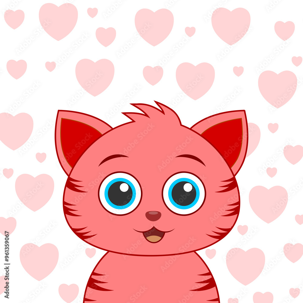 Poster cat app icon with cute cat face isolated on transparent background