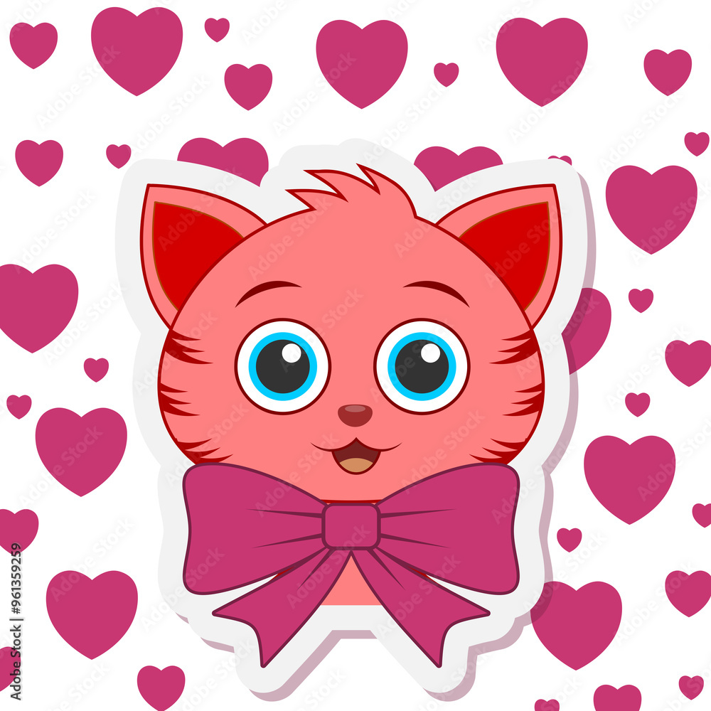 Poster cat app icon with cute cat face isolated on transparent background
