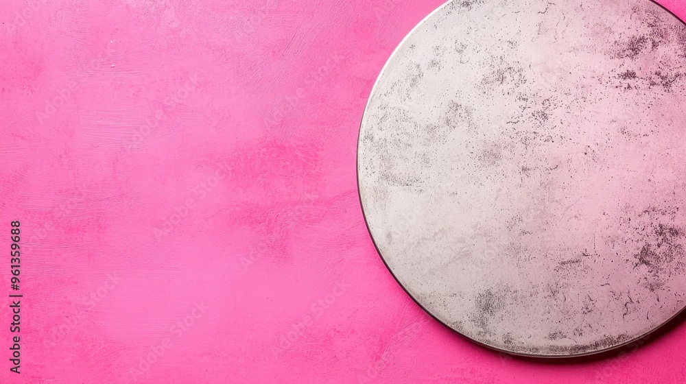 Poster pink and gray textured background with round shape