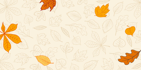 Line art illustration of fall leaves, perfect for seasonal autumn  posters, banners, cards, and packaging design. Ideal for creative, decorative, and elegant projects.