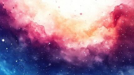 Vibrant Watercolor Galaxy: A Dreamlike Cosmic Exploration in Abstract Design