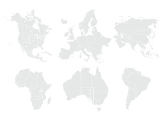 World Map Vector. Detailed illustration of world map- North America, South America, Europe, Australia, Africa, Asia.