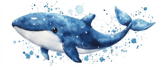 Fototapeta premium Delightful Watercolor Whale Illustration Emphasizing Ocean Beauty and Marine Life