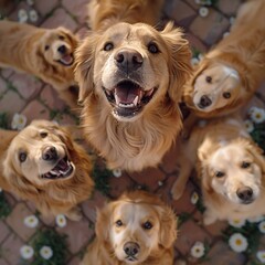 Golden Retriever Family Portrait