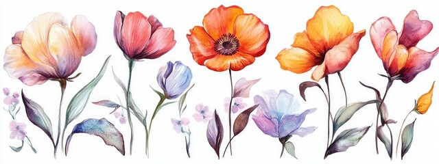 Vibrant Watercolor Floral Illustration Showcasing Nature's Beauty and Artistic Expression