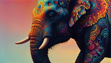 Fototapeta premium painted elephant