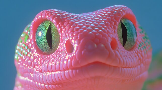 Bright red snake with white teeth