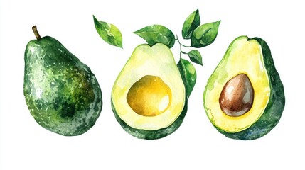 Captivating Watercolor Avocados: A Vibrant Exploration of Nature's Nutritious Green Fruit