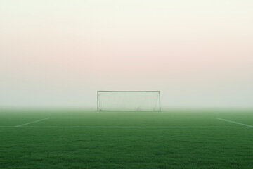 A soccer field with a goal post in the middle of it