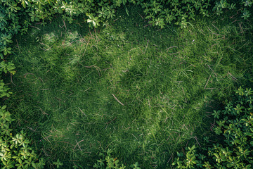 Aerial View of Empty Green Grass Field Background