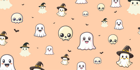 Obraz premium Cute Halloween pattern on a bright colored background.