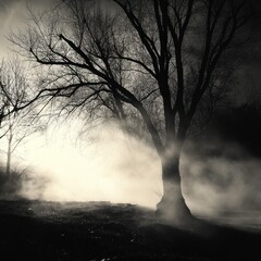 Naklejka premium Eerie Halloween ghostly fog 