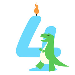 4 Four Burning Candle with Dino