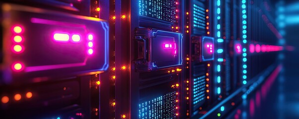 Glowing digital locks with neon lights