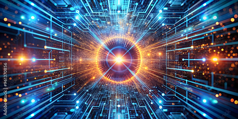 Poster quantum vortex: a mesmerizing abstract depiction of a swirling vortex of energy and data, symbolizin