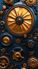 Obraz premium An industrial background featuring a complex combination of gears and mechanical components, ideal for machinery wallpaper.