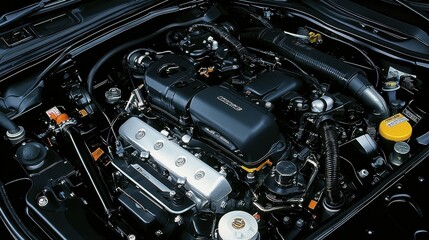Fototapeta premium Powerful Car Engine Under the Hood