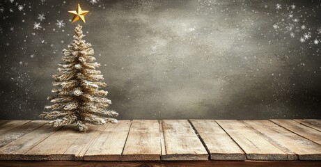 The image shows snow falling over Christmas decorations and trees on a black background.