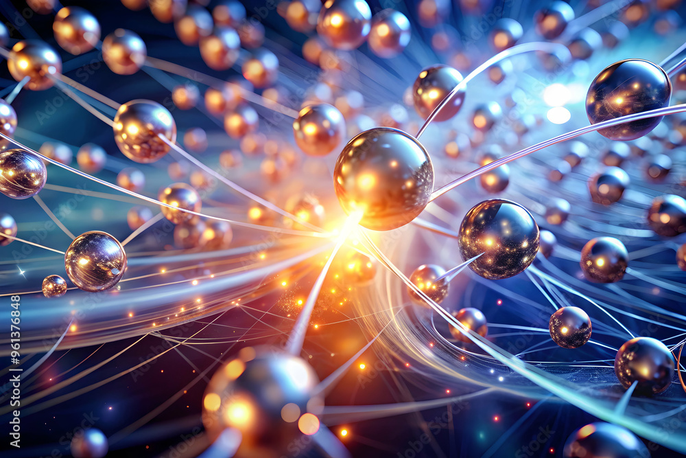Poster abstract sphere network: a mesmerizing abstract artwork depicting a network of interconnected sphere