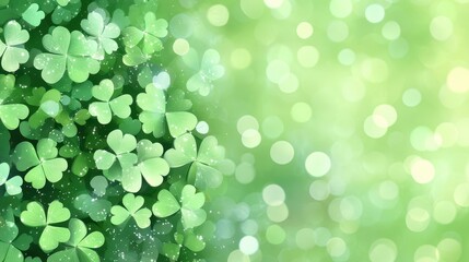 Fototapeta premium Celebrate St. Patricks Day with this vibrant green bokeh background, perfect for festive designs and cheerful themes.