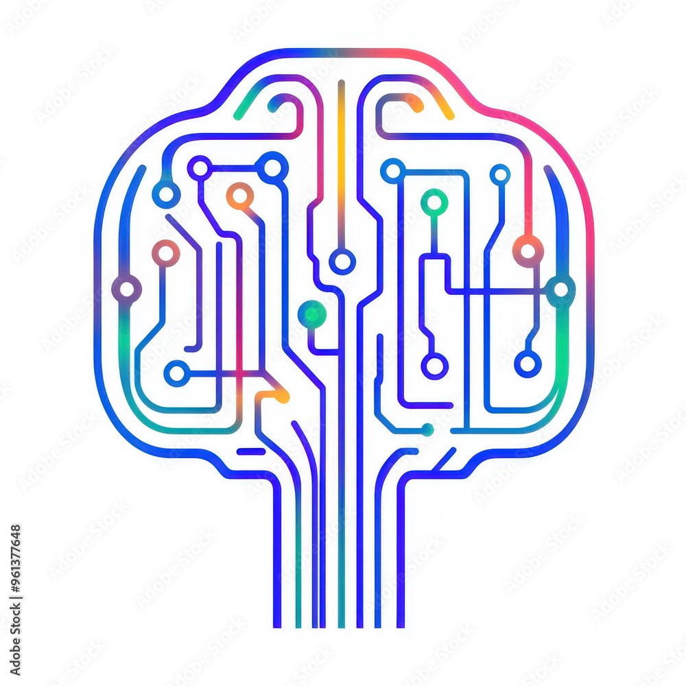 Poster a sleek ai icon representing a futuristic chip, interconnected with design tools like screens and ty
