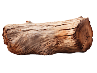 Dead log stump isolated on transparent and white background