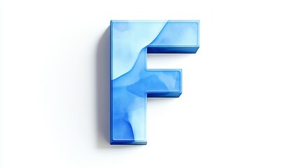 3D alphabetical symbol "F" on white background. 3D text with letter "F" on white background.