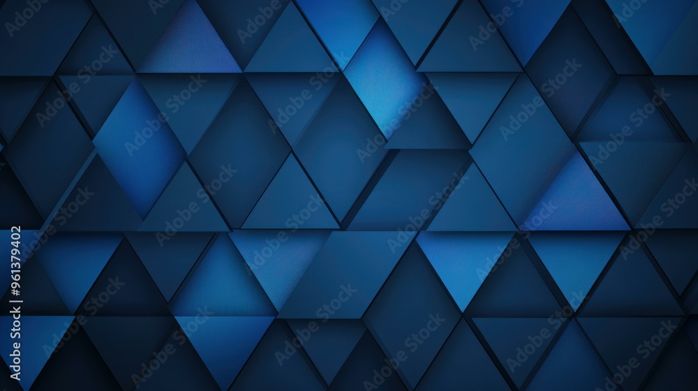 Poster explore the depth of dark blue with glowing triangles and shiny lines, creating a modern techinspire