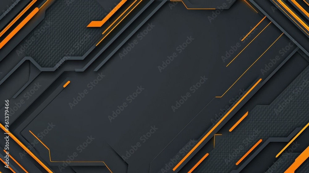 Poster explore this dark gray vector background featuring hexagon patterns and orange accents, perfect for 