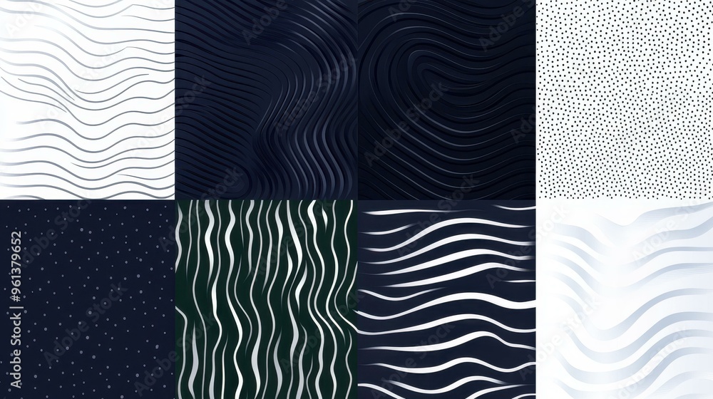 Poster experience the flow of creativity with these abstract dotted halftone waves, blending liquid shapes 