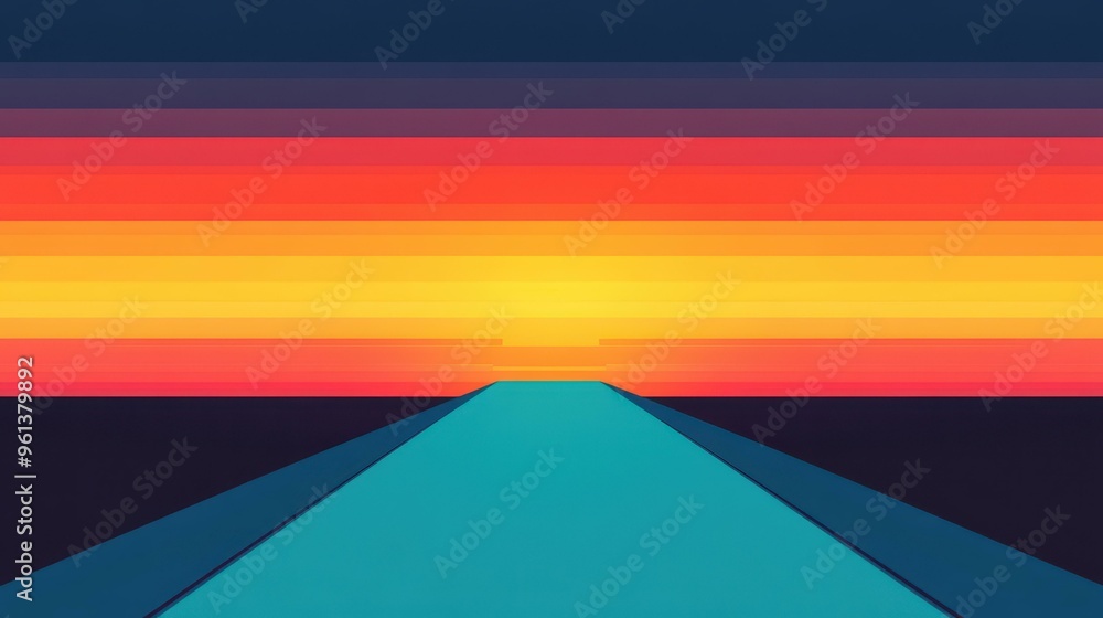 Poster a vibrant 3d vector abstract background that leads the eye through colorful lines and shapes towards