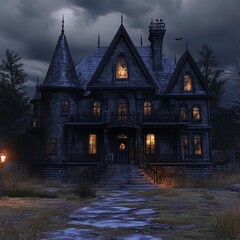 Obraz premium Haunted Halloween mansion exterior
