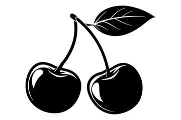 Cherry fruit icon, Cherry silhouette vector