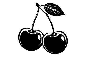 Cherry fruit icon, Cherry silhouette vector