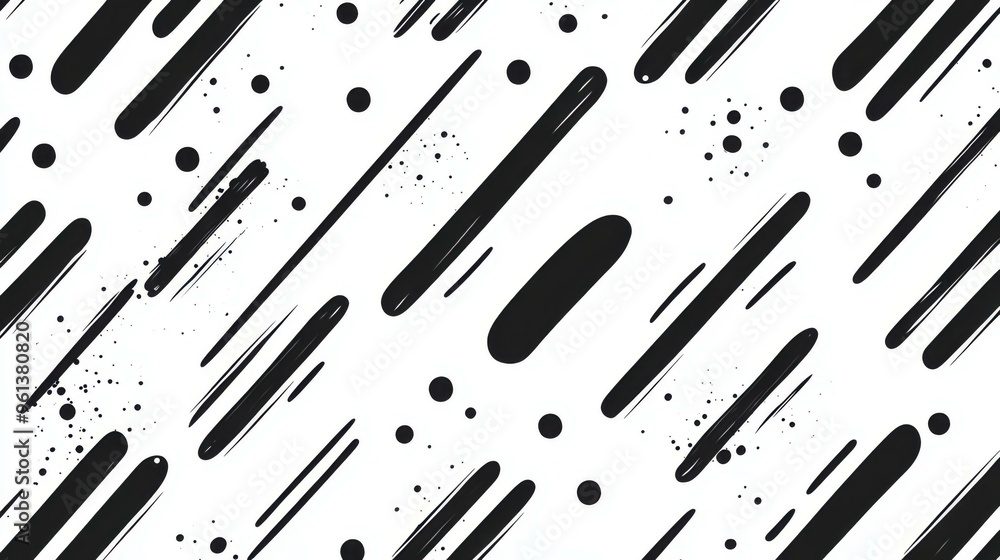 Poster explore a chic black dash line pattern on a crisp white backdrop, perfect for adding a modern touch 