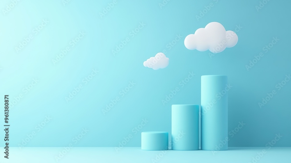 Poster a bar graph showing increasing server capacity, symbolizing the scalability of cloud infrastructure 