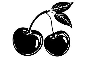 Cherry fruit icon, Cherry silhouette vector
