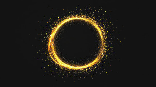 A stunning circle of gold glitter shines brightly against a dark backdrop, creating an enchanting visual effect.
