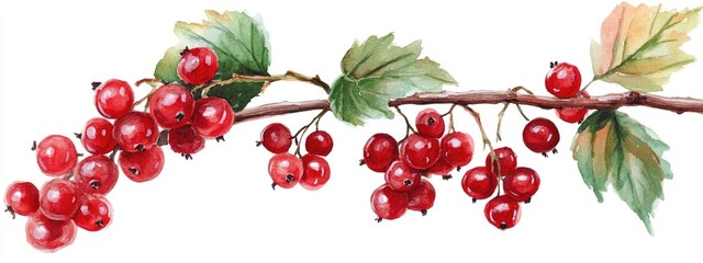 Vibrant Red Berries: A Stunning Watercolor Representation of Nature's Bounty