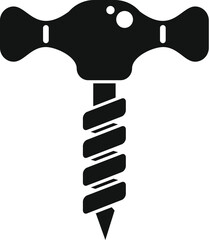 Black silhouette of a corkscrew, a tool designed for removing corks from bottles, typically wine bottles