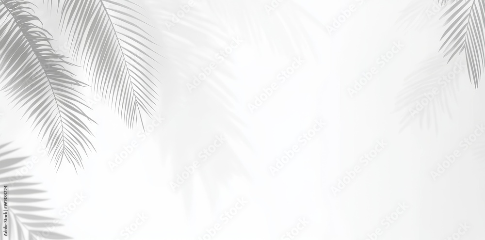 Poster an abstract background of palm leaves with a gradient, natural pattern, and a gray shadow. for adver