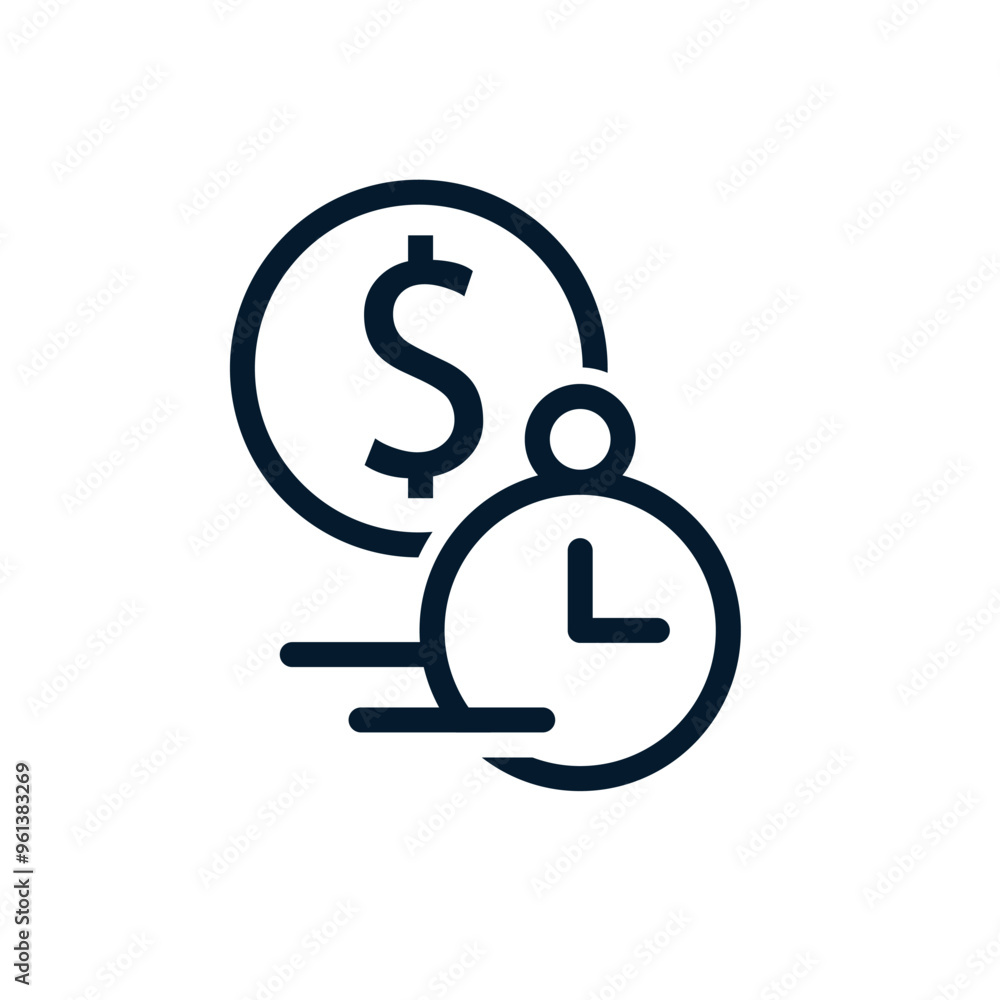 Wall mural fast cash loan, banking service, instant money transfer, payment fee. vector linear icon isolated on