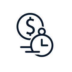 Fast cash loan, banking service, instant money transfer, payment fee. Vector linear icon isolated on white background.