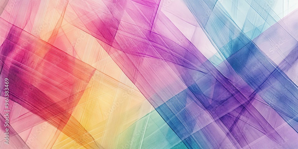 Poster abstract artwork with colorful translucent shapes.