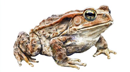 Fototapeta premium Realistic Watercolor Illustration of a Frog Reflecting Nature's Beauty