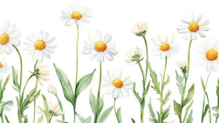 Charming Watercolor Daisies: A Delicate Floral Harmony for Nature Lovers