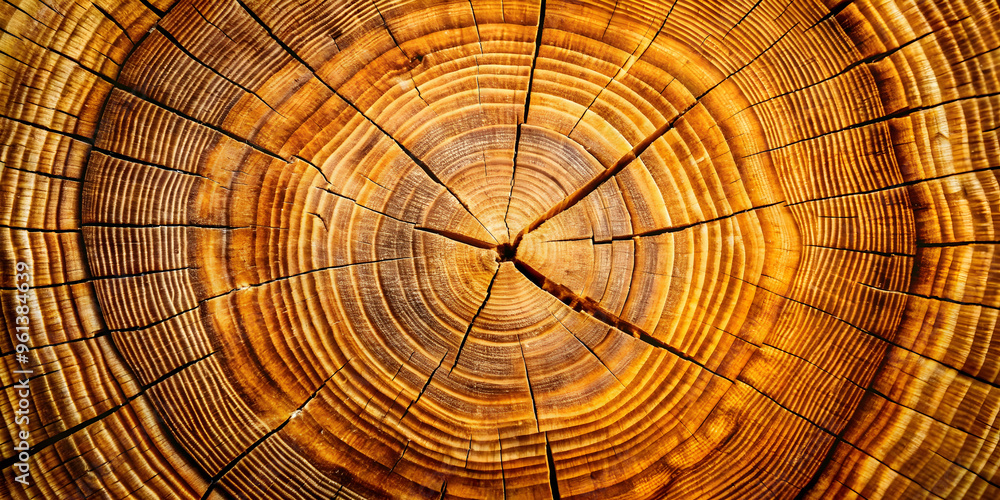 Poster tree rings: a close-up view of a tree's cross-section, revealing intricate patterns of growth rings.